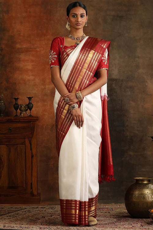 Load image into Gallery viewer, Magnetic Off White Soft Silk Saree With Luxuriant Blouse Piece
