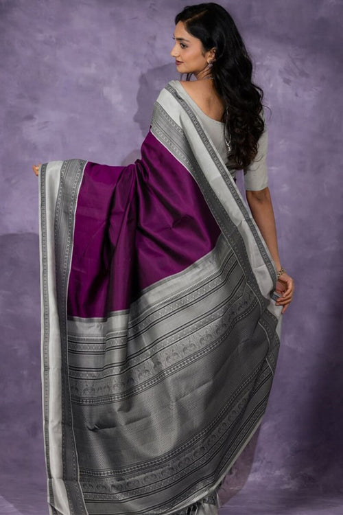 Load image into Gallery viewer, Supernal Wine Soft Silk Saree With Enigmatic Blouse Piece
