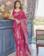 Adoring Dark Pink Soft Silk Saree With Conflate Blouse Piece