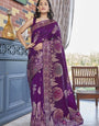 Gossamer Purple Soft Silk Saree With Gossamer Blouse Piece