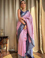 Glittering Baby Pink Soft Silk Saree With Allure Blouse Piece