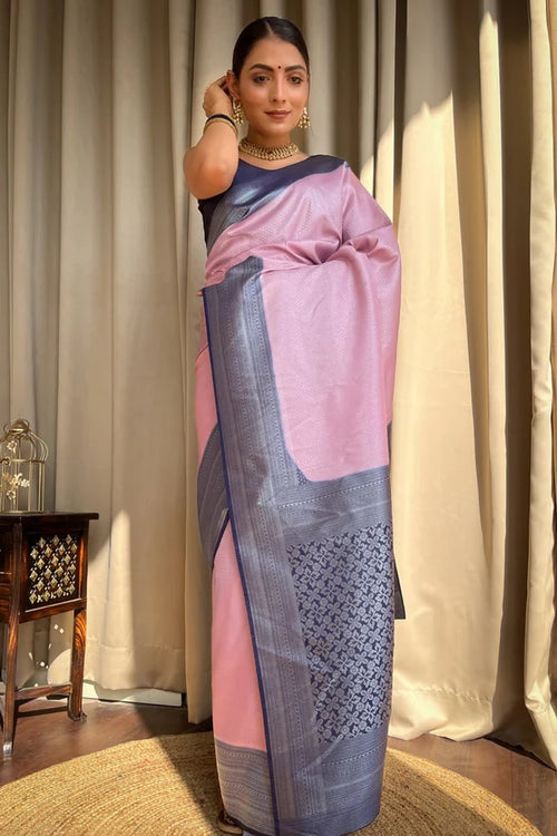 Load image into Gallery viewer, Glittering Baby Pink Soft Silk Saree With Allure Blouse Piece
