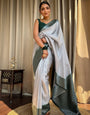 Engaging Grey Soft Silk Saree With Tempting Blouse Piece