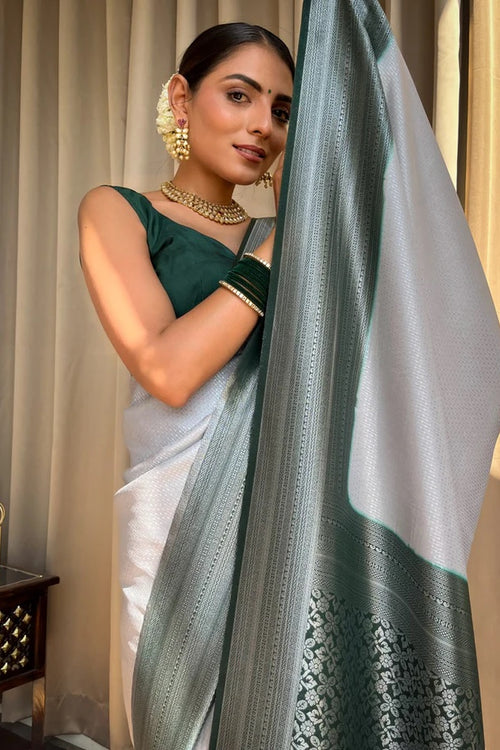 Load image into Gallery viewer, Engaging Grey Soft Silk Saree With Tempting Blouse Piece
