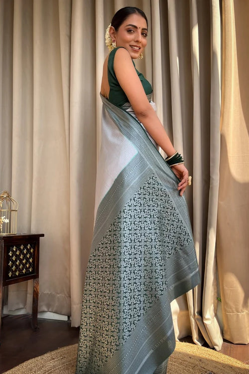 Load image into Gallery viewer, Engaging Grey Soft Silk Saree With Tempting Blouse Piece
