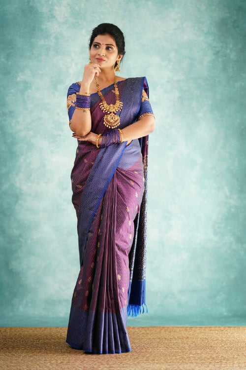 Load image into Gallery viewer, Fancifull Purple Soft Silk Saree With Hypnotic Blouse Piece
