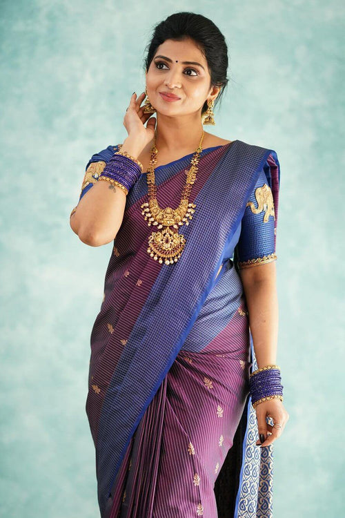 Load image into Gallery viewer, Fancifull Purple Soft Silk Saree With Hypnotic Blouse Piece
