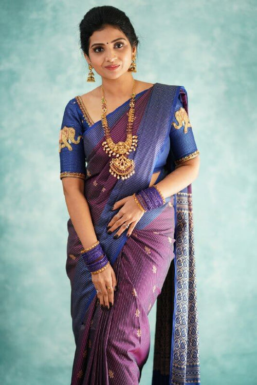 Load image into Gallery viewer, Fancifull Purple Soft Silk Saree With Hypnotic Blouse Piece
