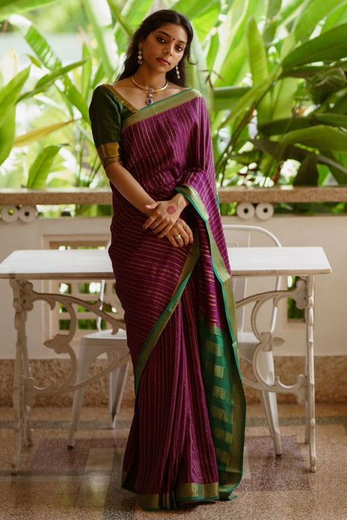 Load image into Gallery viewer, Intricate Purple Soft Silk Saree With Precious Blouse Piece
