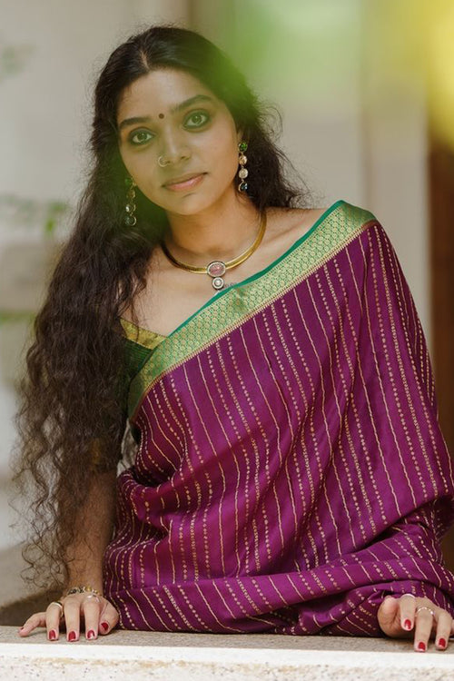 Load image into Gallery viewer, Intricate Purple Soft Silk Saree With Precious Blouse Piece
