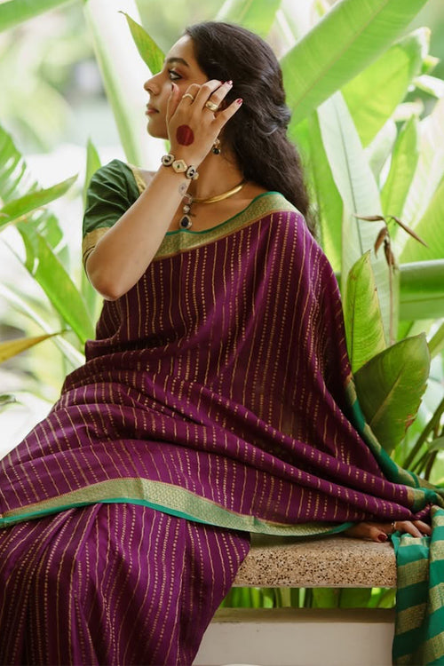 Load image into Gallery viewer, Intricate Purple Soft Silk Saree With Precious Blouse Piece
