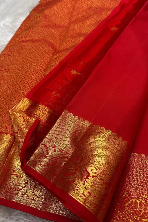 Load image into Gallery viewer, Skinny Red Soft Banarasi Silk Saree With Precious Blouse Piece
