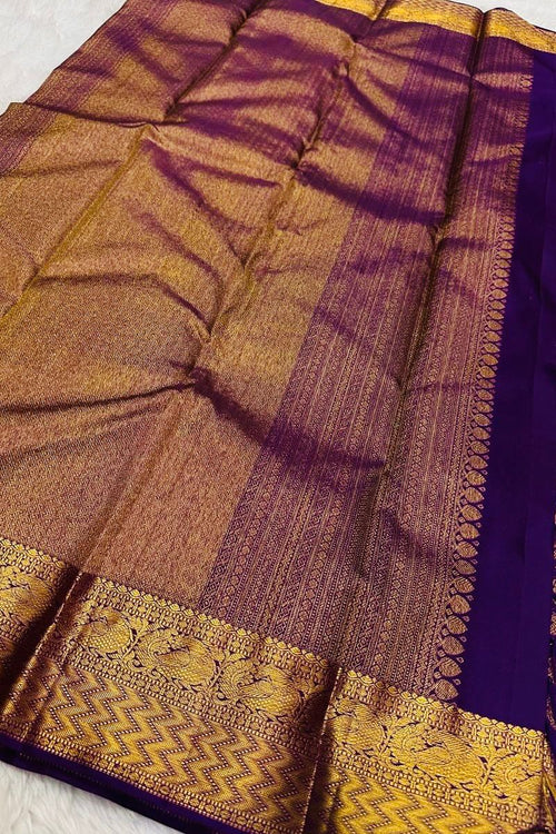 Load image into Gallery viewer, Designer Purple Soft Banarasi Silk Saree With Groovy Blouse Piece
