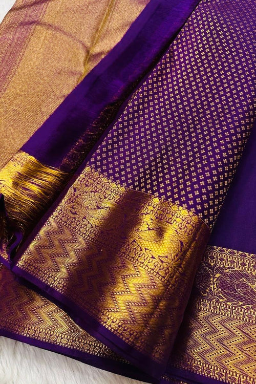 Load image into Gallery viewer, Designer Purple Soft Banarasi Silk Saree With Groovy Blouse Piece
