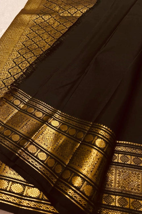 Load image into Gallery viewer, Petrichor Black Soft Banarasi Silk Saree With Delectable Blouse Piece
