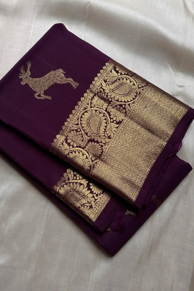 Luxuriant Purple Soft Banarasi Silk Saree With Resplendent  Blouse Piece