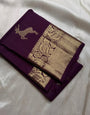 Luxuriant Purple Soft Banarasi Silk Saree With Resplendent  Blouse Piece