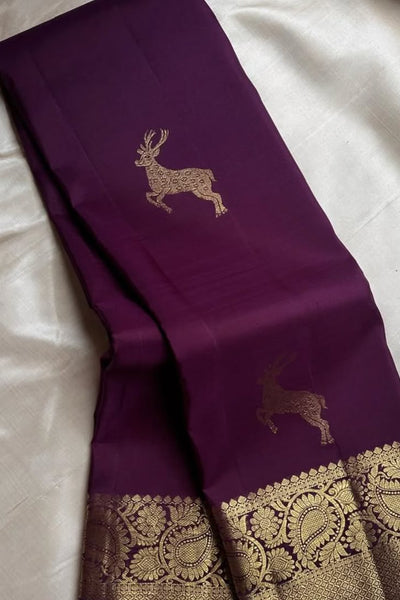 Luxuriant Purple Soft Banarasi Silk Saree With Resplendent  Blouse Piece