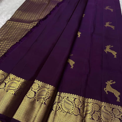 Luxuriant Purple Soft Banarasi Silk Saree With Resplendent  Blouse Piece