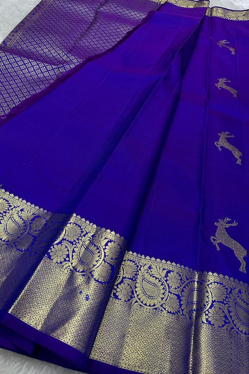 Load image into Gallery viewer, Angelic Royal Blue Soft Banarasi Silk Saree With Panoply Blouse Piece
