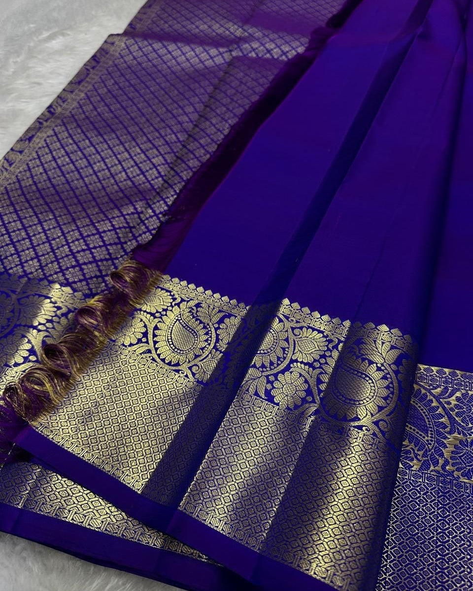 Angelic Royal Blue Soft Banarasi Silk Saree With Panoply Blouse Piece