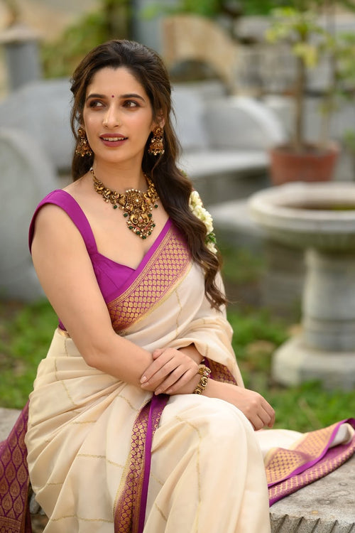 Load image into Gallery viewer, Sizzling Beige Soft Silk Saree With Intricate Blouse Piece
