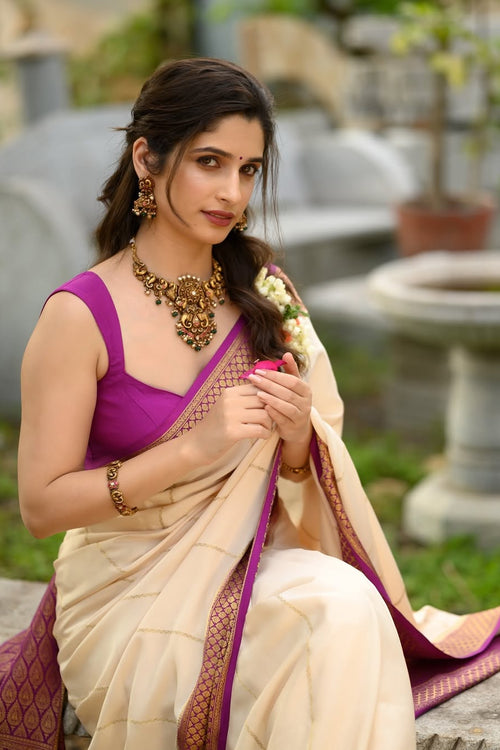 Load image into Gallery viewer, Sizzling Beige Soft Silk Saree With Intricate Blouse Piece
