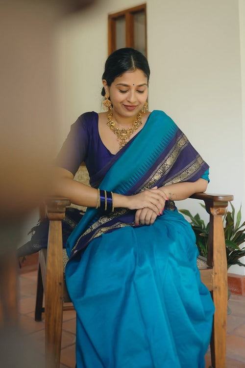 Load image into Gallery viewer, Capricious Firozi Soft Silk Saree With Jazzy Blouse Piece
