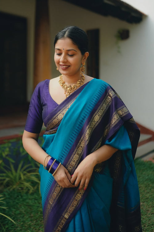 Load image into Gallery viewer, Capricious Firozi Soft Silk Saree With Jazzy Blouse Piece
