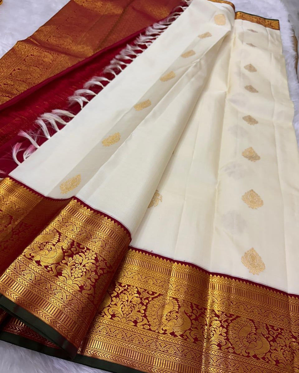 Jazzy Beige Soft Silk Saree With Stylish Blouse Piece