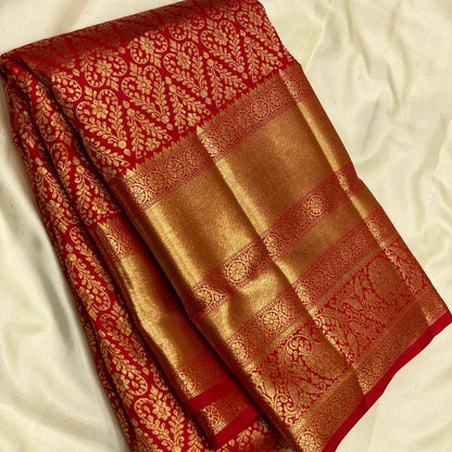Serendipity Red Soft Banarasi Silk Saree With Lissome Blouse Piece