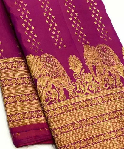 Desultory Dark Pink Soft Banarasi Silk Saree With Bewitching Blouse Piece