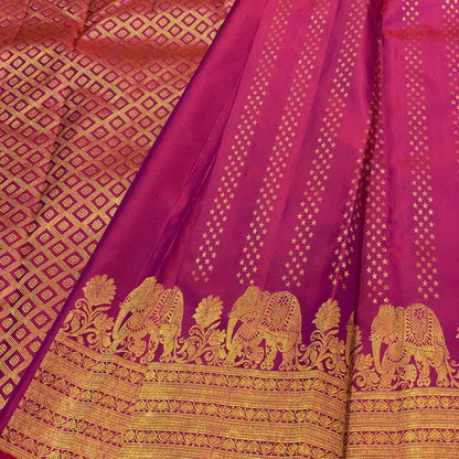 Desultory Dark Pink Soft Banarasi Silk Saree With Bewitching Blouse Piece