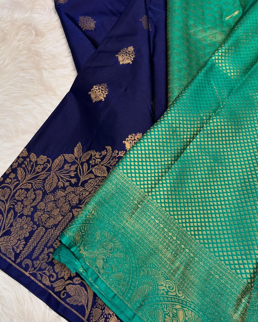 Desiring Navy Blue Soft Banarasi Silk Saree With Invaluable Blouse Piece