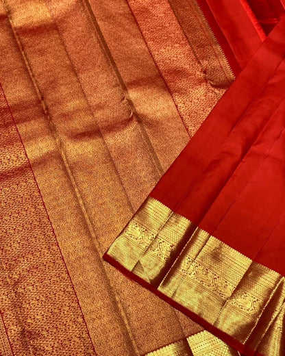 Ethnic Red Soft Banarasi Silk Saree With Prominent Blouse Piece