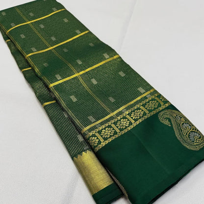 Gratifying Dark Green Soft Banarasi Silk Saree With Radiant Blouse Piece