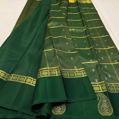 Gratifying Dark Green Soft Banarasi Silk Saree With Radiant Blouse Piece