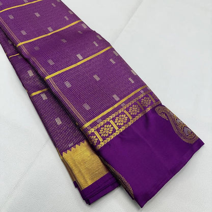 Skinny Purple Soft Banarasi Silk Saree With Ethereal Blouse Piece