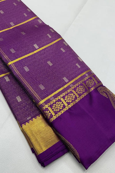 Skinny Purple Soft Banarasi Silk Saree With Ethereal Blouse Piece