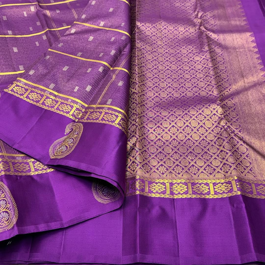 Skinny Purple Soft Banarasi Silk Saree With Ethereal Blouse Piece