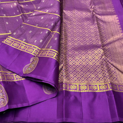 Skinny Purple Soft Banarasi Silk Saree With Ethereal Blouse Piece