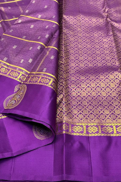 Skinny Purple Soft Banarasi Silk Saree With Ethereal Blouse Piece