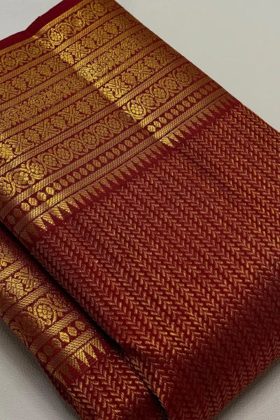 Felicitous Red Soft Banarasi Silk Saree With Improbable Blouse Piece