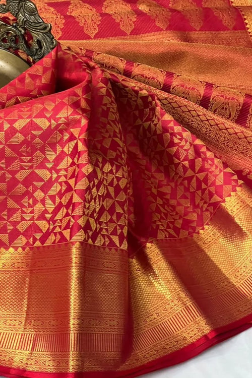 Load image into Gallery viewer, Captivating Red Soft Banarasi Silk Saree With Prodigal Blouse Piece
