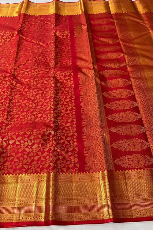 Load image into Gallery viewer, Captivating Red Soft Banarasi Silk Saree With Prodigal Blouse Piece
