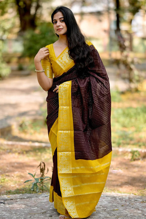 Load image into Gallery viewer, Amazing Brown Soft Silk Saree With Captivating Blouse Piece
