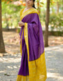 Felicitous Purple Soft Silk Saree With Sizzling Blouse Piece