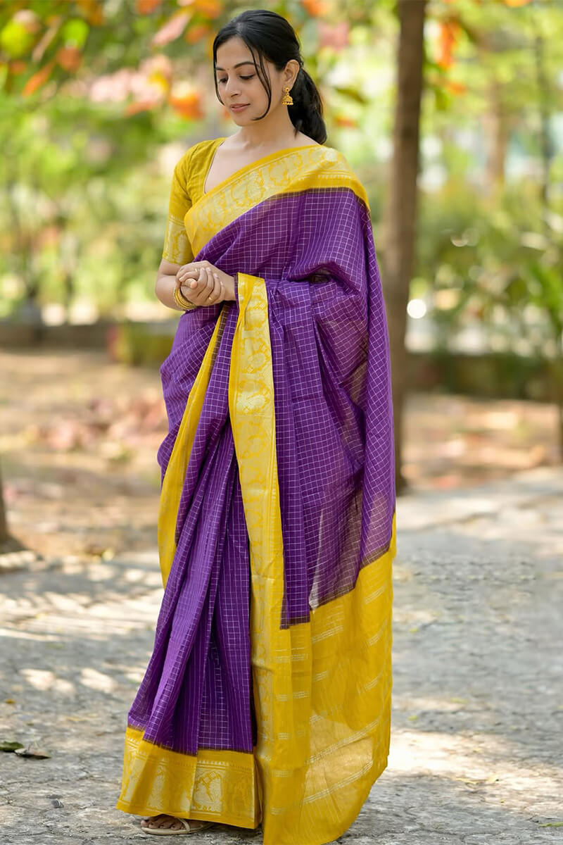 Felicitous Purple Soft Silk Saree With Sizzling Blouse Piece