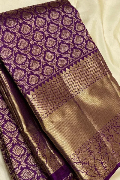Resplendent Purple Soft Banarasi Silk Saree With Felicitous Blouse Piece