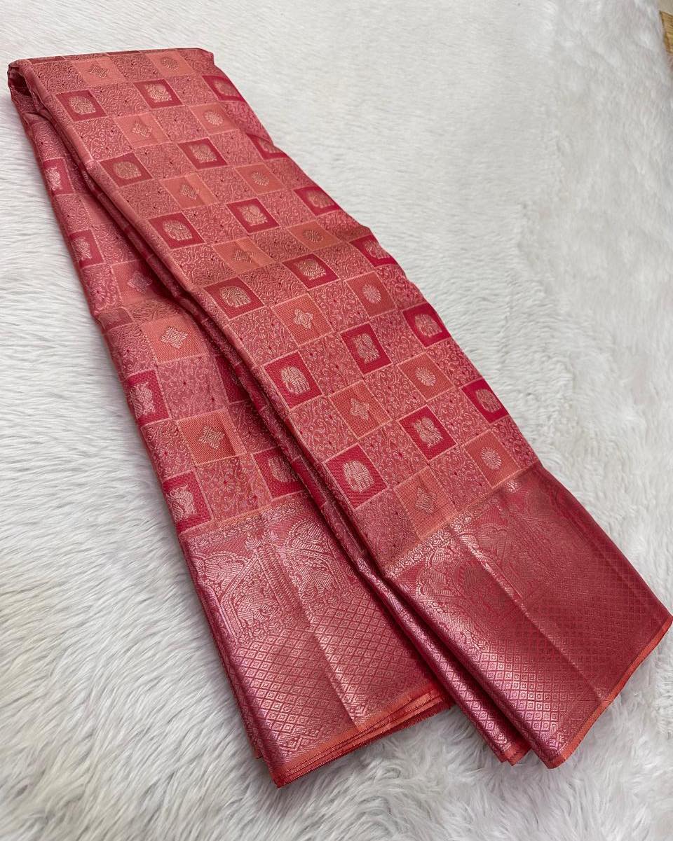 Epiphany Pink Soft Silk Saree With Phenomenal Blouse Piece